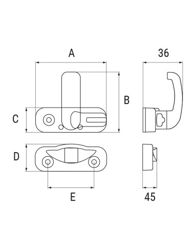 92799DX - Right handle for outward opening windows "Chiocciola"