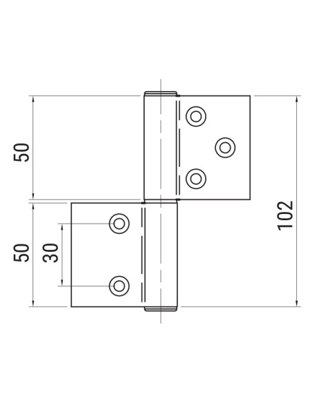AG100-105 - Hinge for indoor aluminium/wood doors - 3+2 holes