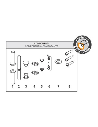AG100-105 - Charnière pour portes d’intérieur en aluminium/bois, 3+2 trous
