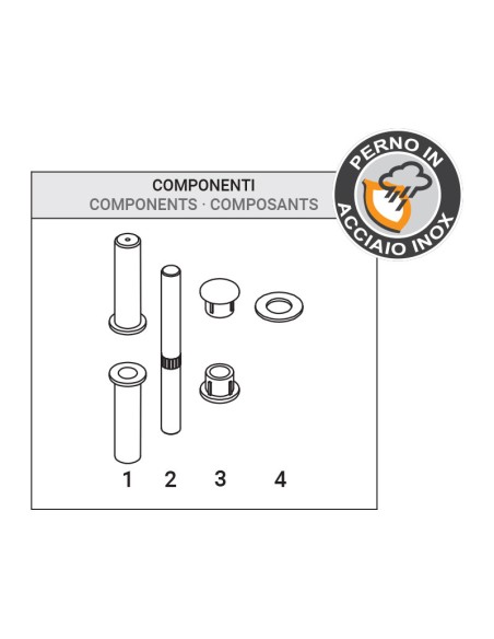 AG100-C - Charnière pour portes d'intérieur en aluminium/bois, 3 trous
