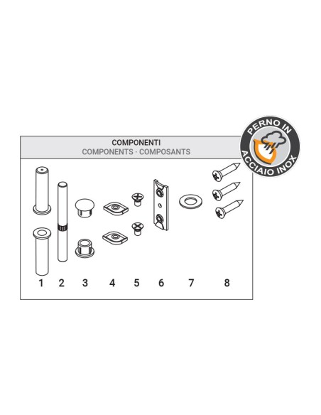AG100-DCA17044 - Hinge for indoor aluminium/wood doors - 3+2 holes