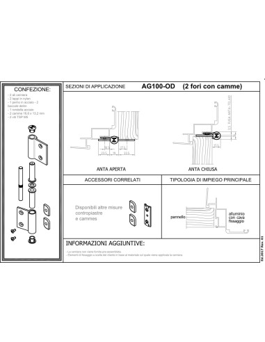 AG100-OD - Hinge for indoor aluminium/wood doors for medium-heavy use - Frame with groove