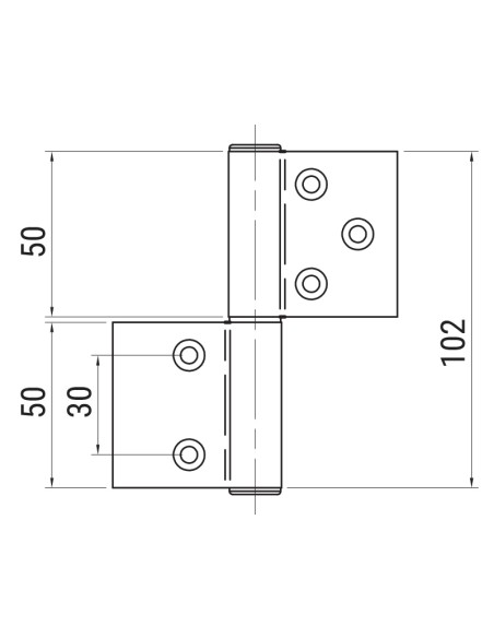 AG-105 - Hinge for indoor aluminium/wood doors - 3+2 holes