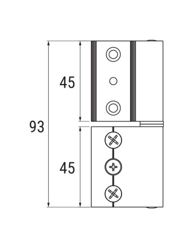 AN010 - Two wings hinge in aluminium - Coplanar