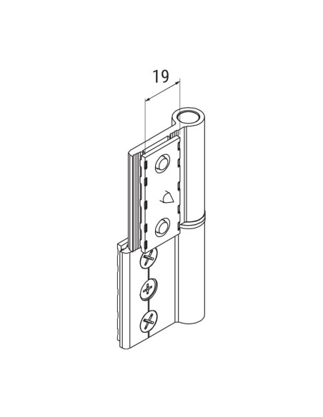 AN010 - Two wings hinge in aluminium - Coplanar
