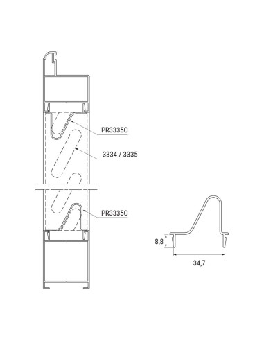 PR3335C - Compensating profile, lg 6500, for slats 3334-3335