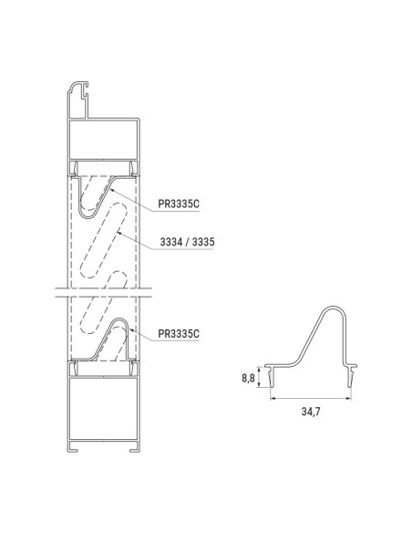 PR3335C - Compensating profile, lg 6500, for slats 3334-3335