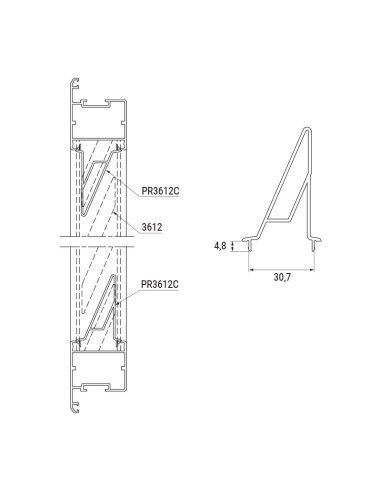 PR3612C - Compensating profile, lg 6500, for slats 3612