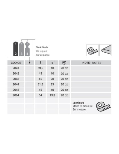 2044 - Bandella a T Serie 20 - I   61,5 mm Collo   23 mm