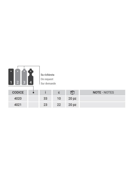 4021 - Bandella mezzo squadro I   23 collo 22 mm Serie 40
