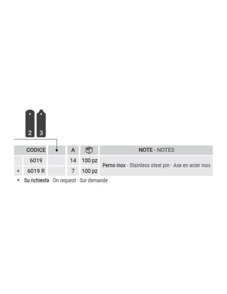 6019 - Cerniera per sportello perno inox sormonto 14 mm