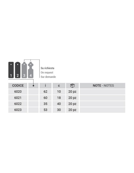 6020 - Bandella mezzo squadro Serie 60 I   62 Collo 10 mm