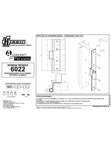 6022 - Bandella mezzo squadro Serie 60 I   35 Collo 40 mm