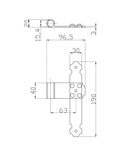 7021DX - Middle shutter hinge right side - Series 70 - I   63,5 mm 2