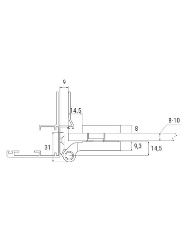 CV0602 - Cerniera per porte interne in vetro / alluminio