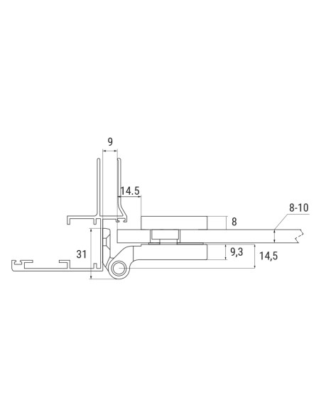 CV0602 - Cerniera per porte interne in vetro / alluminio