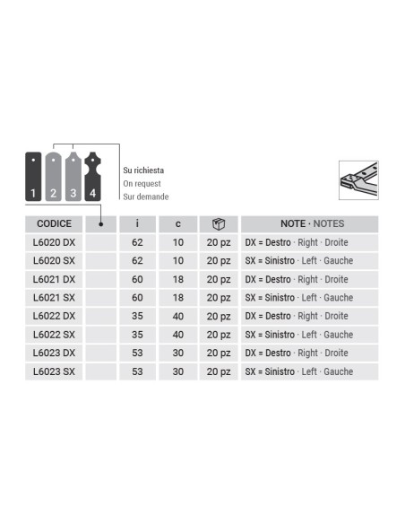 L6023DX - Bandella squadro destro - Serie 60 - I   53 mm