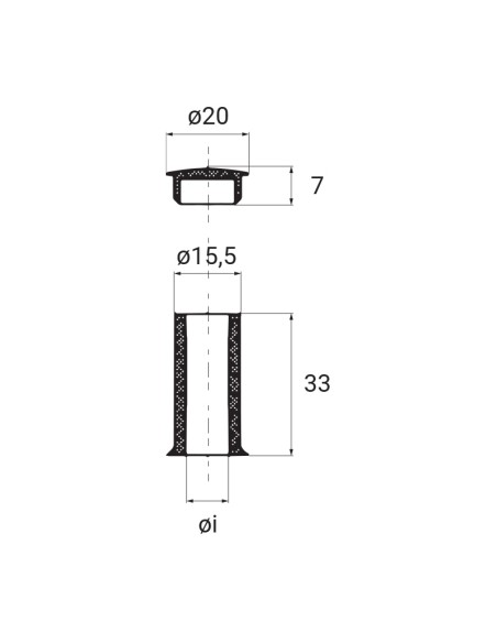5028KIT - Kit with bush with collar (internal ø 10 mm) and pull-out cap
