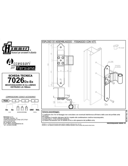 7026DX - Bandella mezzo squadro destro I  45 Collo 40 mm