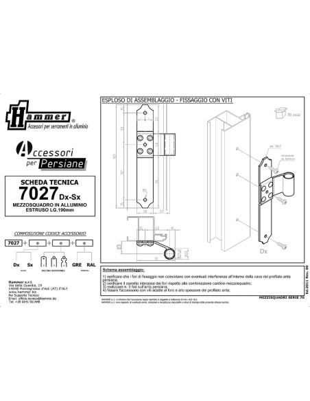 7027SX - Bandella mezzo squadro sinistro I  45 Collo 23 mm