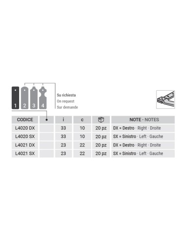 L4021DX - Bandella squadro destro - Serie 40 - I   23 mm