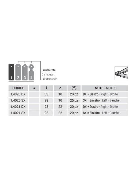 L4021SX - Bandella squadro sinistro - Serie 40 - I   23 mm