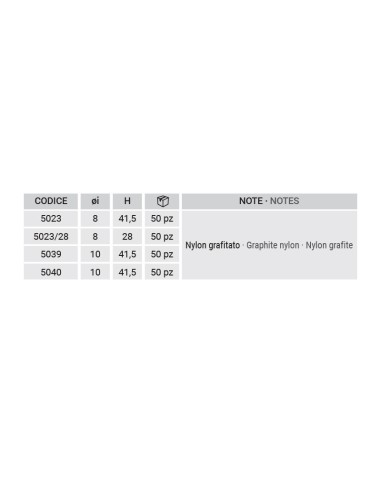 5040 - Douille d'adaptation en nylon noir - sans trou - ø int. 10 mm - H 41,5 mm