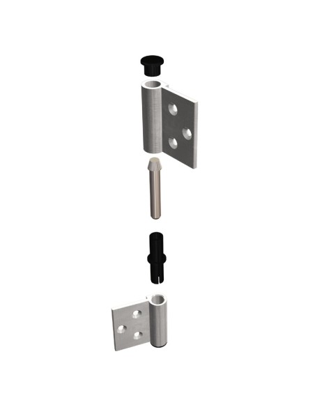 0610 - Charnière pour portes d’intérieur en aluminium/bois, 3 trous
