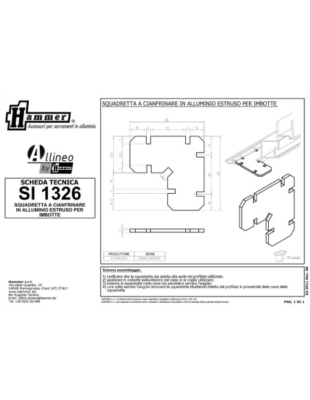 SI1326 - Alignment corner cleat in aluminium for intradosses - 33,5 mm