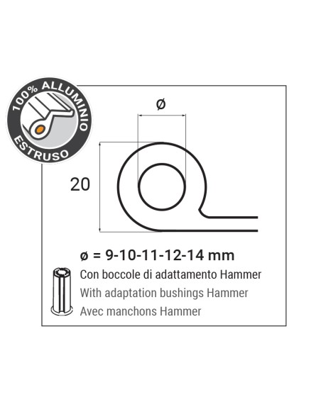 2089F - Noeud charnière ambidextre, système H2S - A   9,5 mm (4ème trou) - Déport   62 mm