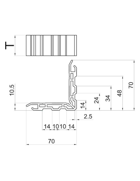 SC357-105 - Équerre pour agrafage pour chambres intérieures - T   35,7 mm