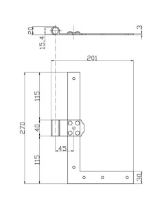L7022SX - Équerre de volet gauche - Série 70 - I   45 mm 2
