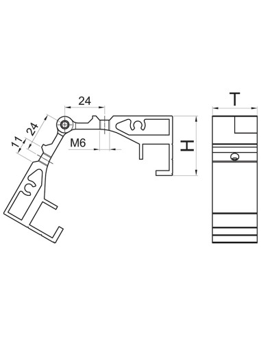 SV224-360 - Équerre à angle variable - T   22,4 mm x H   36 mm