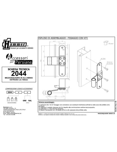 2044 - T-shaped hinge - Series 20 - I   61,5 mm - Offset   23 mm