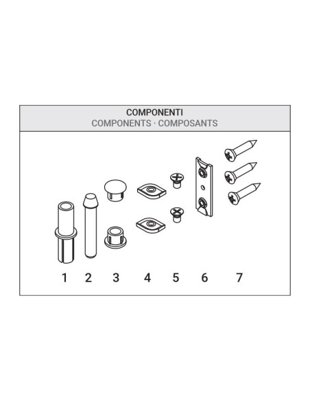 AG-105 - Charnière pour portes d’intérieur en aluminium/bois, 3+2 trous